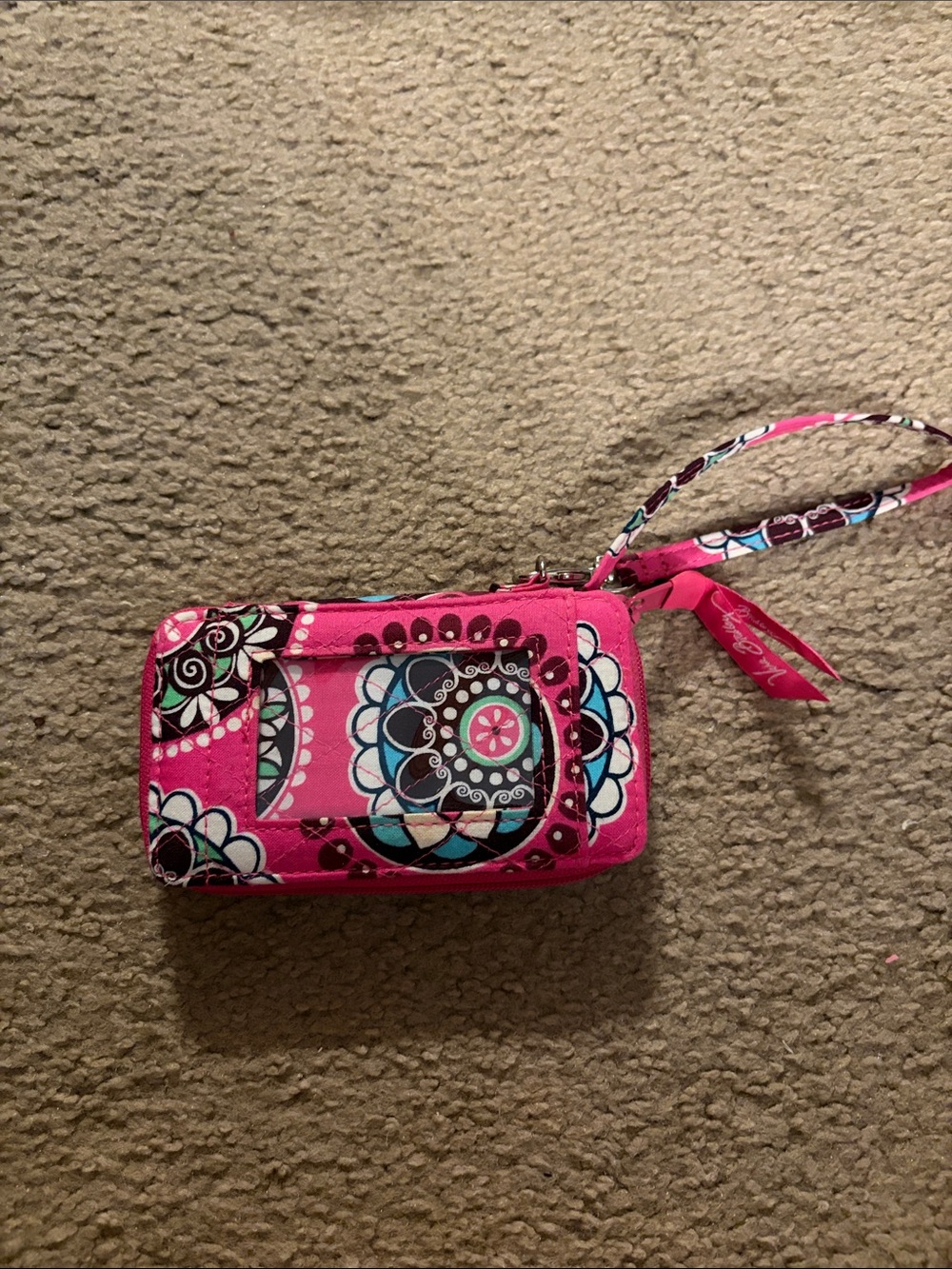 Vera Bradley Quilted Pink Patterned Wristlet Wallet